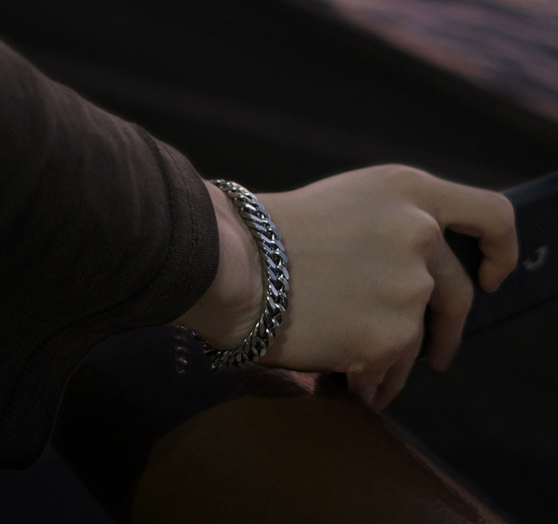 钛钢古巴链手链