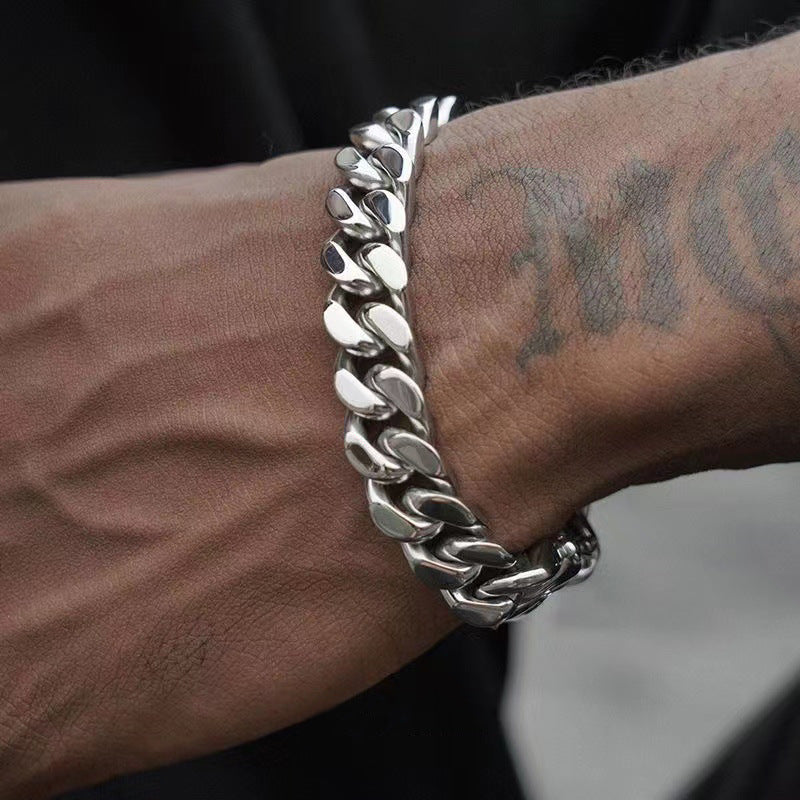 Cuban link bracelet worn on wrist